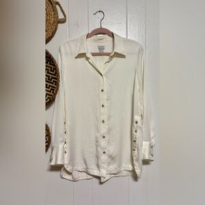 Chico's Button Down Tunic in Elegant Cream Size 2 (12/14)